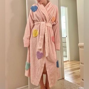 Vintage Chenille Canyon Group Pink Robe with multicolor hearts (the nanny)